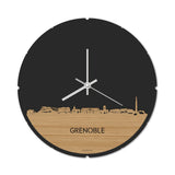 Skyline Klok Rond Grenoble Bamboe houten cadeau decoratie relatiegeschenk van WoodWideCities
