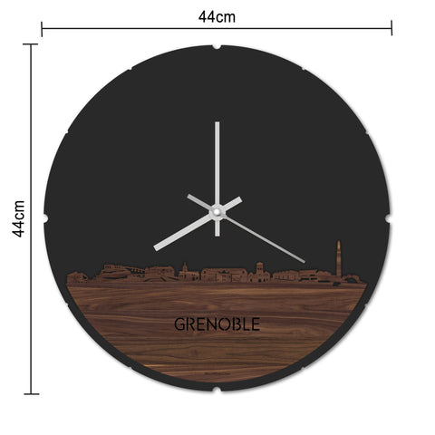 Skyline Klok Rond Grenoble Metallic Goud gerecycled kunststof cadeau decoratie relatiegeschenk van WoodWideCities