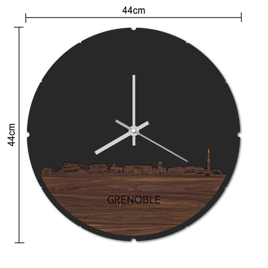 Skyline Klok Rond Grenoble Wit glanzend gerecycled kunststof cadeau decoratie relatiegeschenk van WoodWideCities