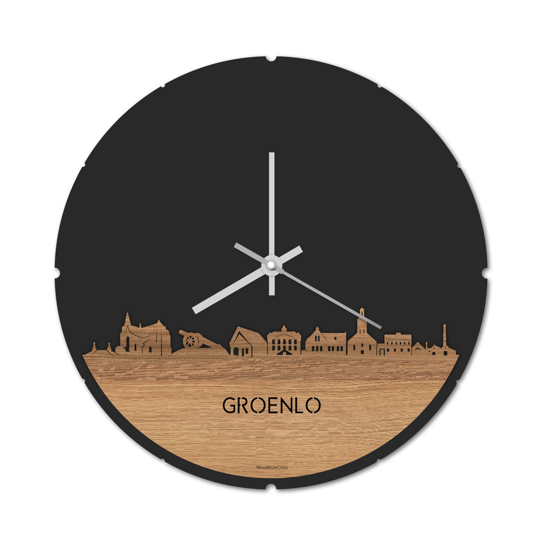 Skyline Klok Groenlo Eiken houten cadeau decoratie relatiegeschenk van WoodWideCities