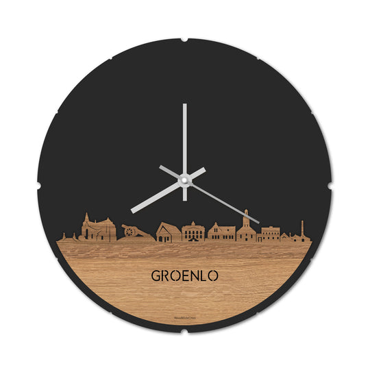 Skyline Klok Groenlo Eiken houten cadeau decoratie relatiegeschenk van WoodWideCities