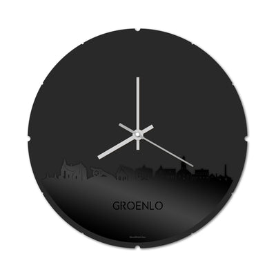 Skyline Clock Round Groenlo Black Glossy