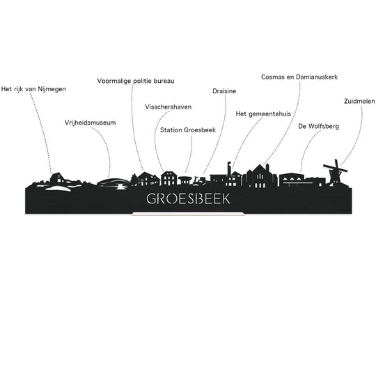 Skyline Klok Rond Groesbeek Bamboe houten cadeau decoratie relatiegeschenk van WoodWideCities