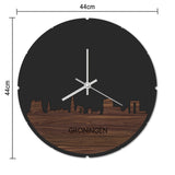 Skyline Klok Rond Groningen Bamboe houten cadeau decoratie relatiegeschenk van WoodWideCities