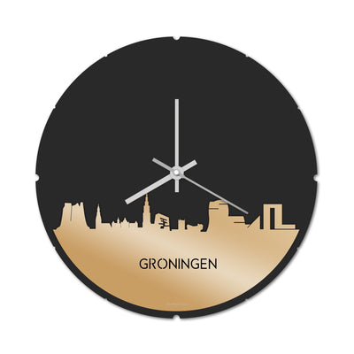Skyline Clock Round Groningen Gold Metallic