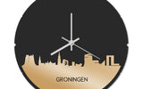 Skyline Klok Rond Groningen Goud Metallic