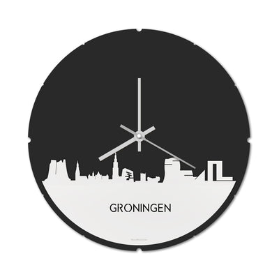 Skyline Clock Round Groningen White Glossy