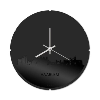 Skyline Klok Rond Haarlem Zwart Glanzend