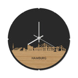 Skyline Klok Rond Hamburg Bamboe