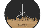 Skyline Klok Rond Hamburg Bamboe