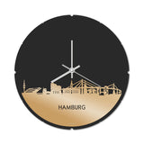 Skyline Klok Rond Hamburg Goud Metallic