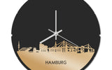 Skyline Klok Rond Hamburg Goud Metallic