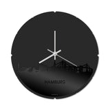 Skyline Klok Rond Hamburg Zwart Glanzend