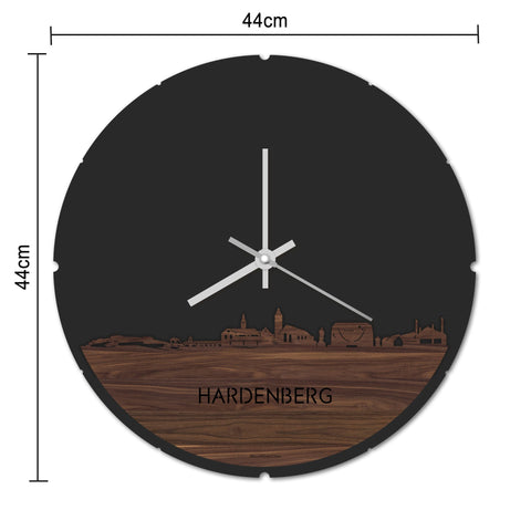 Skyline Klok Rond Hardenberg Palissander houten cadeau decoratie relatiegeschenk van WoodWideCities