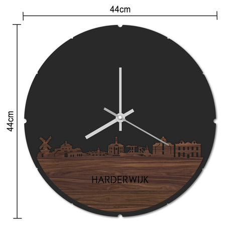 Skyline Klok Rond Harderwijk Eiken houten cadeau decoratie relatiegeschenk van WoodWideCities