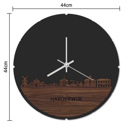 Skyline Klok Rond Harderwijk Palissander houten cadeau decoratie relatiegeschenk van WoodWideCities