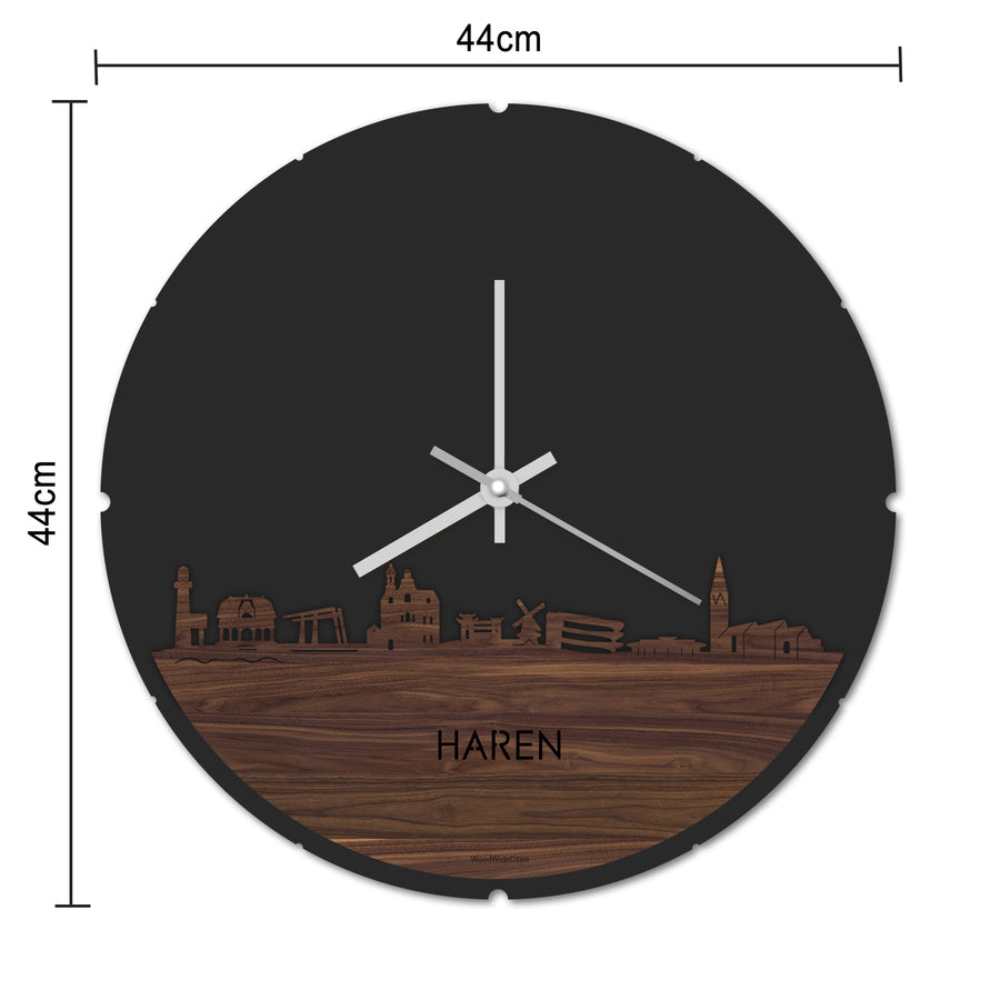Skyline Klok Haren Eiken houten cadeau decoratie relatiegeschenk van WoodWideCities