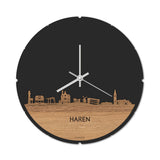 Skyline Klok Haren Eiken houten cadeau decoratie relatiegeschenk van WoodWideCities