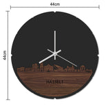 Skyline Klok Rond Hasselt Bamboe houten cadeau decoratie relatiegeschenk van WoodWideCities