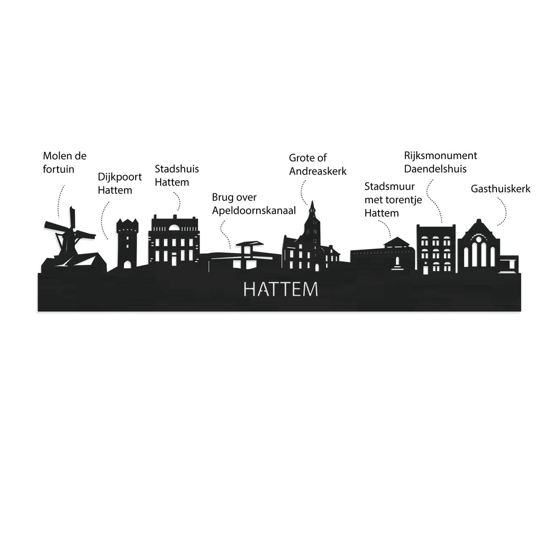 Skyline Klok Rond Hattem Palissander houten cadeau decoratie relatiegeschenk van WoodWideCities