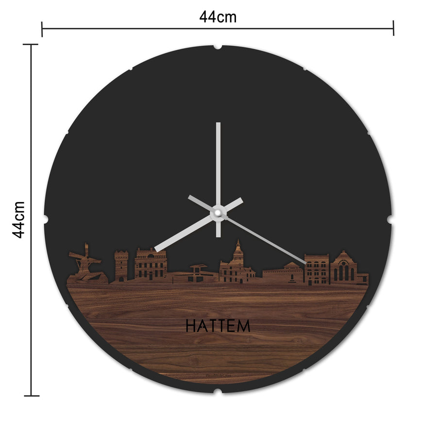 Skyline Klok Rond Hattem Palissander houten cadeau decoratie relatiegeschenk van WoodWideCities