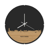 Skyline Klok Rond Havana Bamboe houten cadeau decoratie relatiegeschenk van WoodWideCities