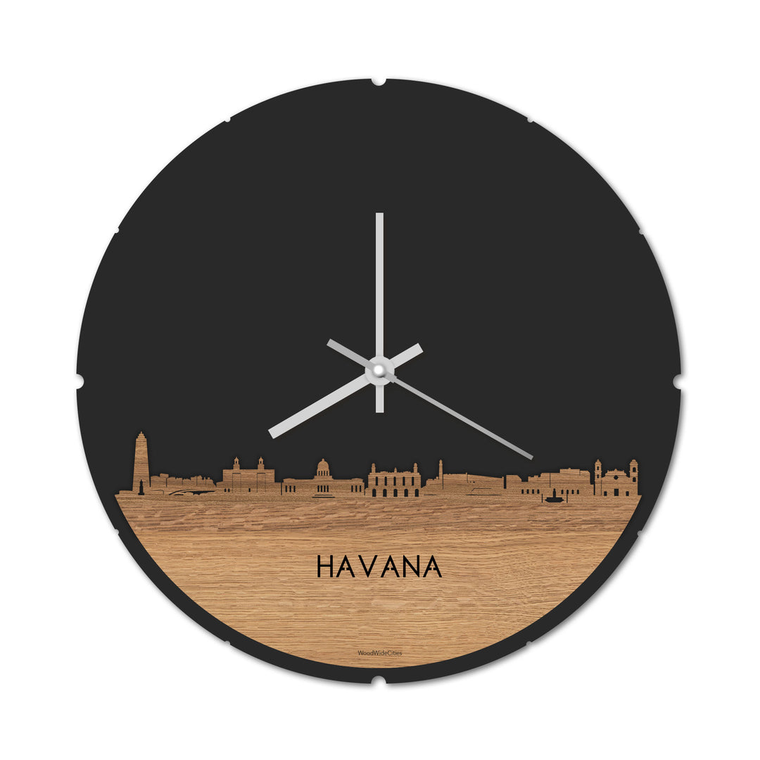 Skyline Klok Havana Eiken houten cadeau decoratie relatiegeschenk van WoodWideCities