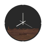 Skyline Klok Rond Havana Noten houten cadeau decoratie relatiegeschenk van WoodWideCities
