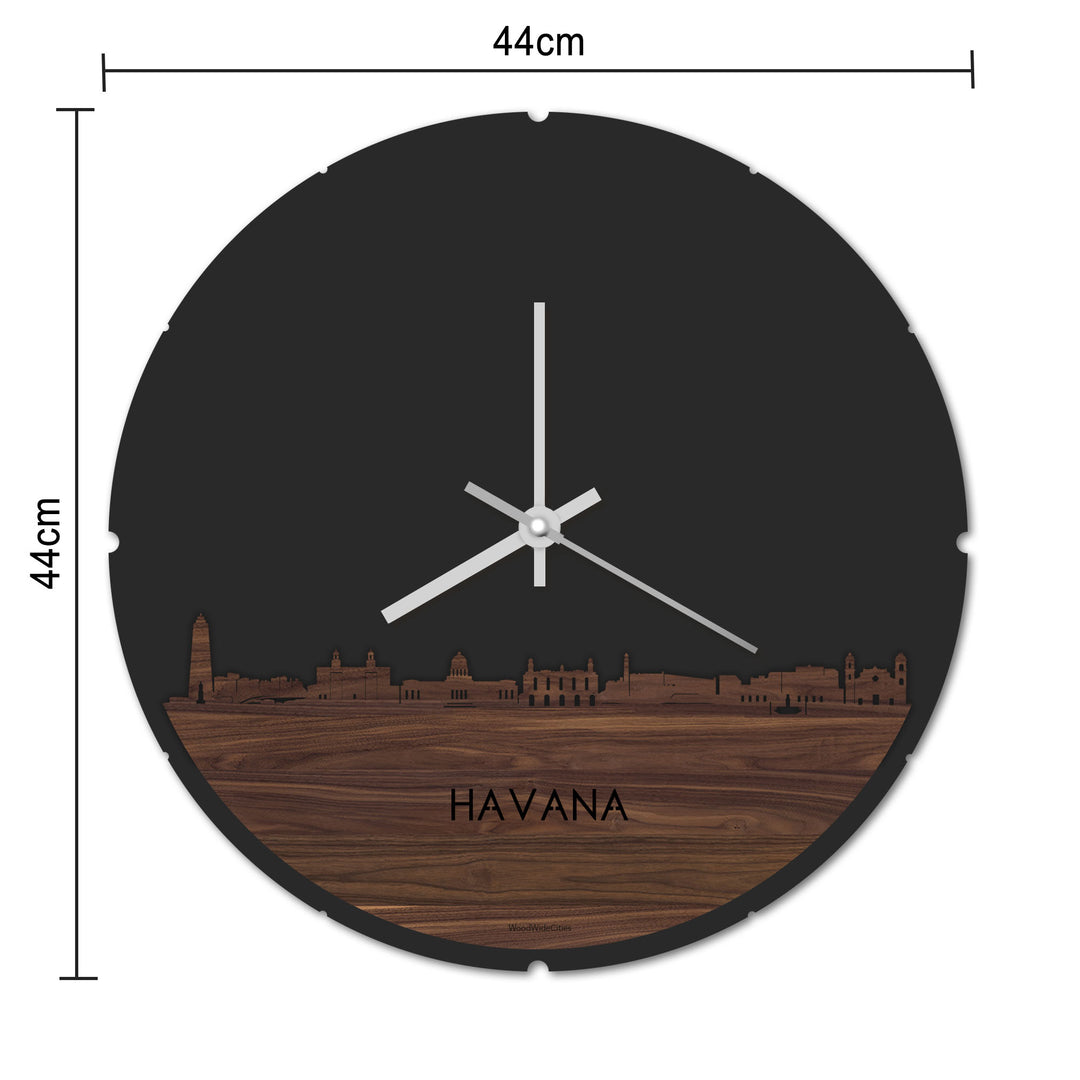 Skyline Klok Rond Havana Wit glanzend gerecycled kunststof cadeau decoratie relatiegeschenk van WoodWideCities