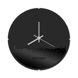Skyline Klok Rond Havana Zwart glanzend gerecycled kunststof cadeau decoratie relatiegeschenk van WoodWideCities
