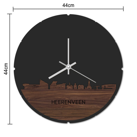 Skyline Klok Rond Heerenveen Metallic Goud gerecycled kunststof cadeau decoratie relatiegeschenk van WoodWideCities