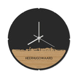 Skyline Klok Rond Heerhugowaard Bamboe houten cadeau decoratie relatiegeschenk van WoodWideCities