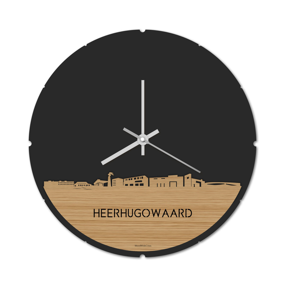 Skyline Klok Rond Heerhugowaard Bamboe houten cadeau decoratie relatiegeschenk van WoodWideCities