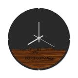 Skyline Klok Rond Heerhugowaard Palissander houten cadeau decoratie relatiegeschenk van WoodWideCities