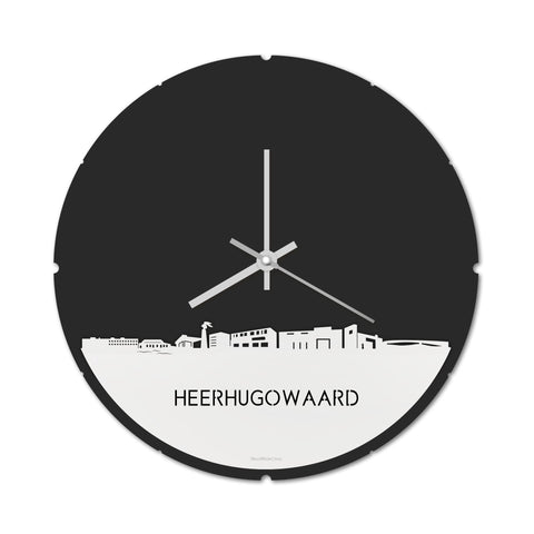 Skyline Klok Rond Heerhugowaard Wit glanzend gerecycled kunststof cadeau decoratie relatiegeschenk van WoodWideCities
