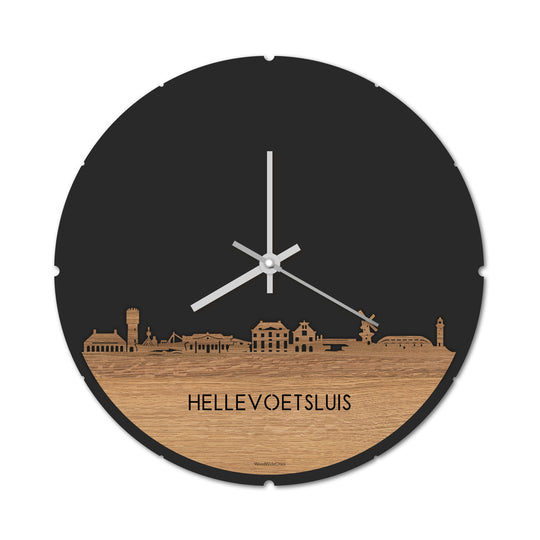 Skyline Klok Hellevoetsluis Eiken houten cadeau decoratie relatiegeschenk van WoodWideCities