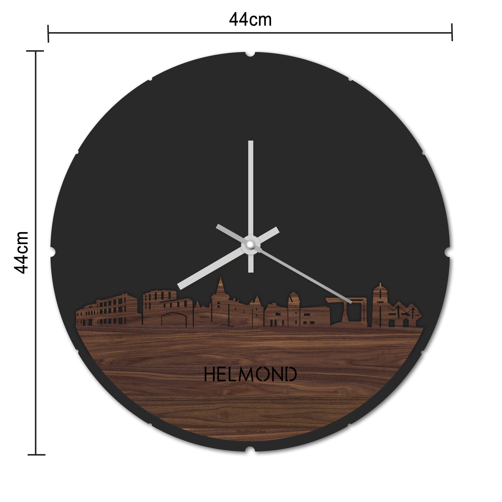 Skyline Klok Rond Helmond Wit glanzend gerecycled kunststof cadeau decoratie relatiegeschenk van WoodWideCities