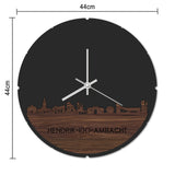 Skyline Klok Rond Hendrik-Ido-Ambacht Noten houten cadeau decoratie relatiegeschenk van WoodWideCities