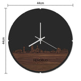 Skyline Klok Rond Hengelo Eiken houten cadeau decoratie relatiegeschenk van WoodWideCities