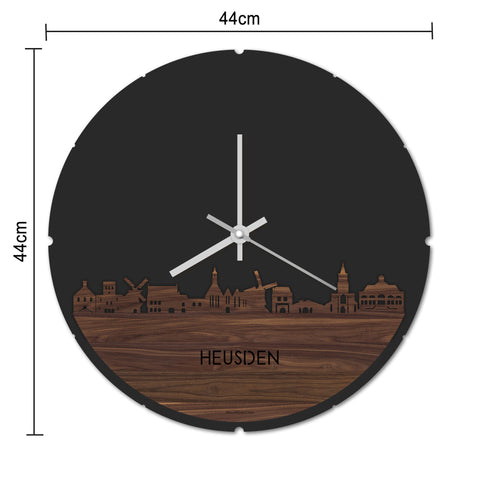 Skyline Klok Rond Heusden Metallic Goud gerecycled kunststof cadeau decoratie relatiegeschenk van WoodWideCities
