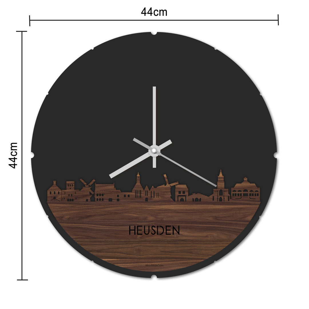 Skyline Klok Rond Heusden Metallic Goud gerecycled kunststof cadeau decoratie relatiegeschenk van WoodWideCities