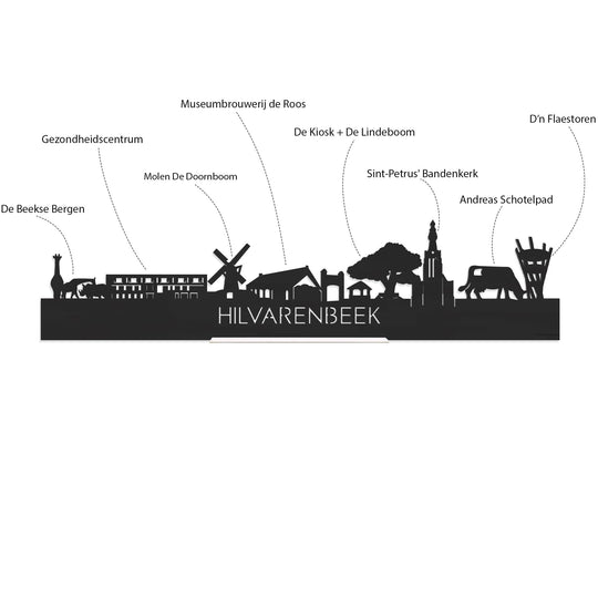 Skyline Klok Hilvarenbeek Eiken houten cadeau decoratie relatiegeschenk van WoodWideCities