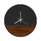 Skyline Klok Rond Hilversum Palissander houten cadeau decoratie relatiegeschenk van WoodWideCities