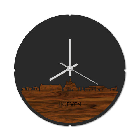 Skyline Klok Rond Hoeven Palissander houten cadeau decoratie relatiegeschenk van WoodWideCities