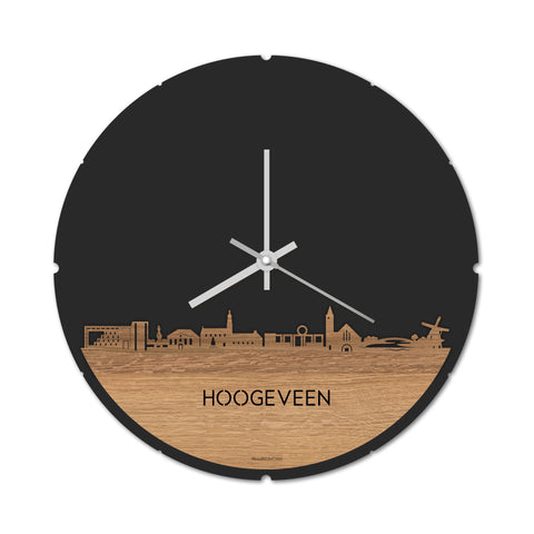 Skyline Klok Hoogeveen  Eiken houten cadeau decoratie relatiegeschenk van WoodWideCities