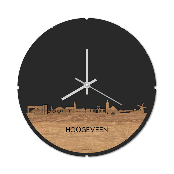 Skyline Klok Hoogeveen  Eiken houten cadeau decoratie relatiegeschenk van WoodWideCities