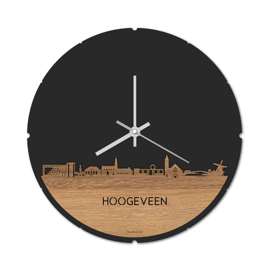 Skyline Klok Hoogeveen  Eiken houten cadeau decoratie relatiegeschenk van WoodWideCities