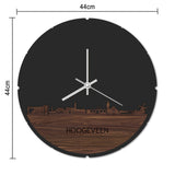 Skyline Klok Rond Hoogeveen  Palissander houten cadeau decoratie relatiegeschenk van WoodWideCities