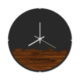 Skyline Klok Rond Hoogeveen  Palissander houten cadeau decoratie relatiegeschenk van WoodWideCities