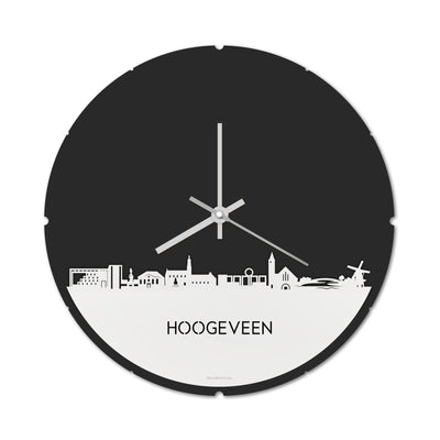 Skyline Klok Rond Hoogeveen  Wit Glanzend
